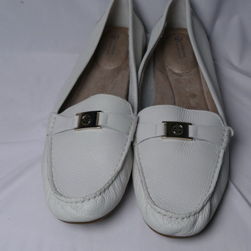 Giani Bernini White Leather Loafers Women’s 11 Slip On NWOB